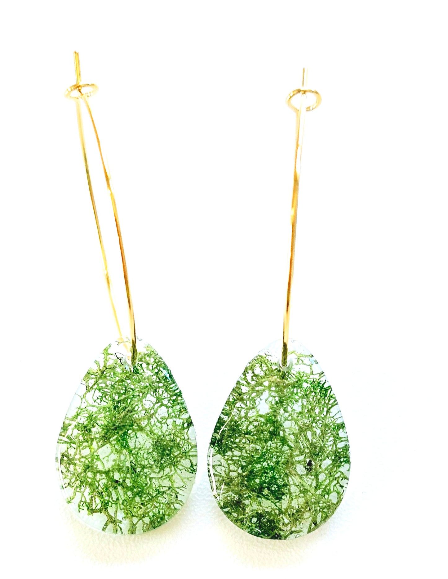 Teardrop Preserved Moss Earrings