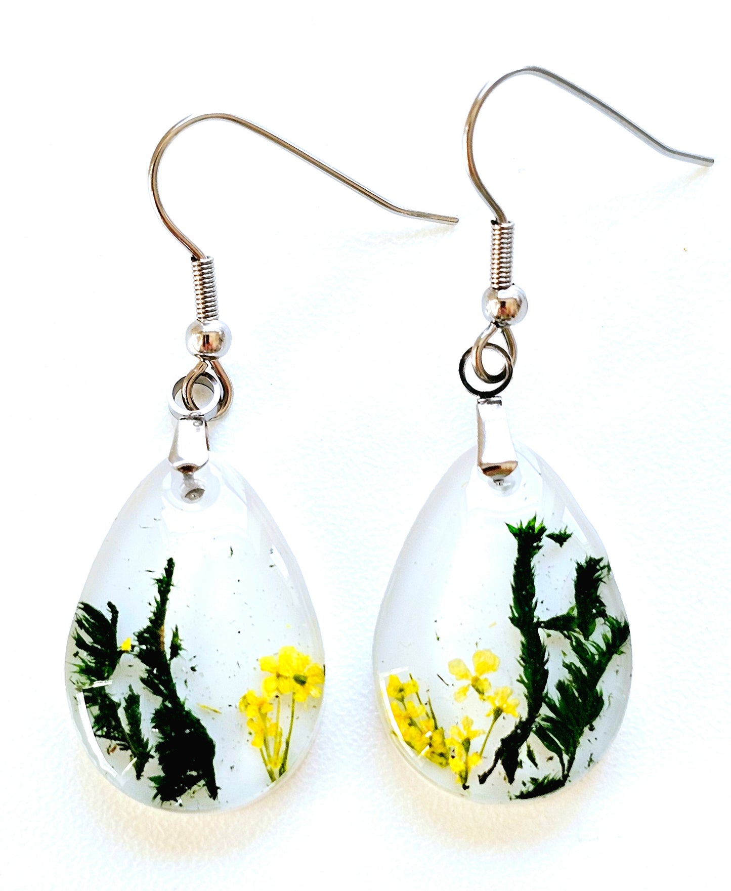 Teardrop Preserved Moss Earrings
