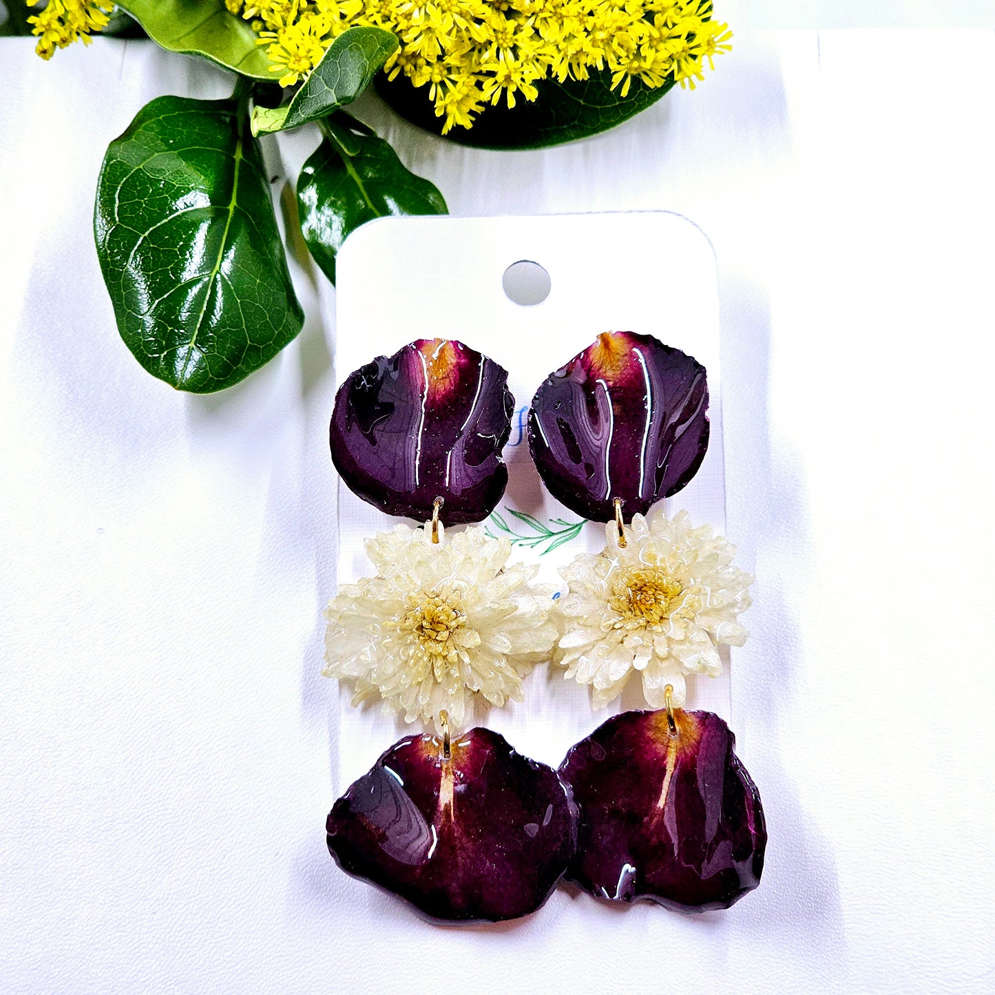 Rose Petal and Mum Stud Dangles