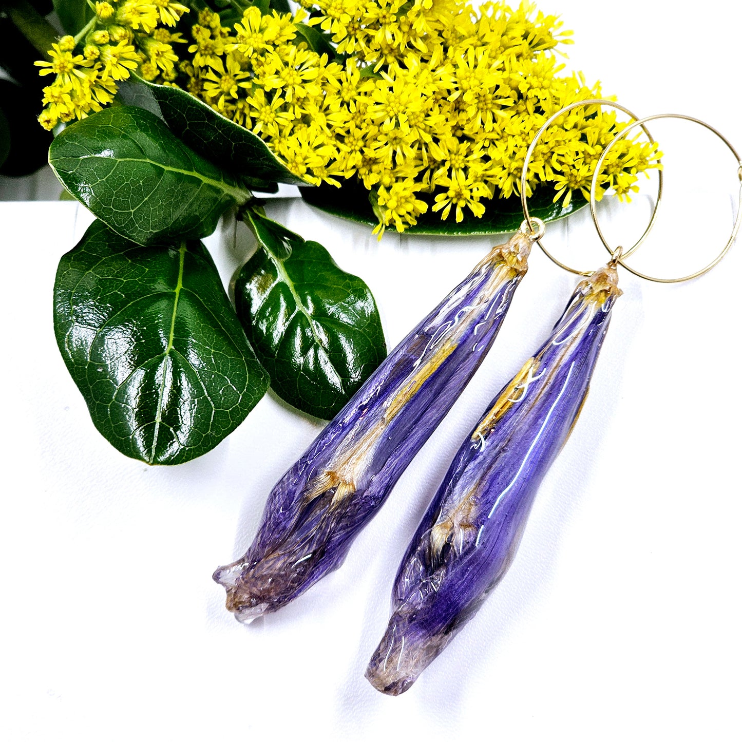 Purple and Yellow Iris Dangles