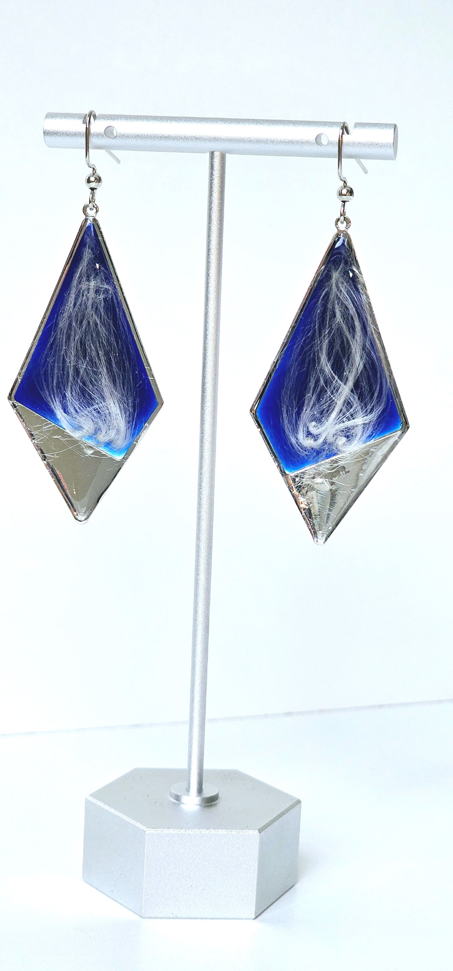 Kite Shaped Milkweed Seed Earrings with Silver Frame