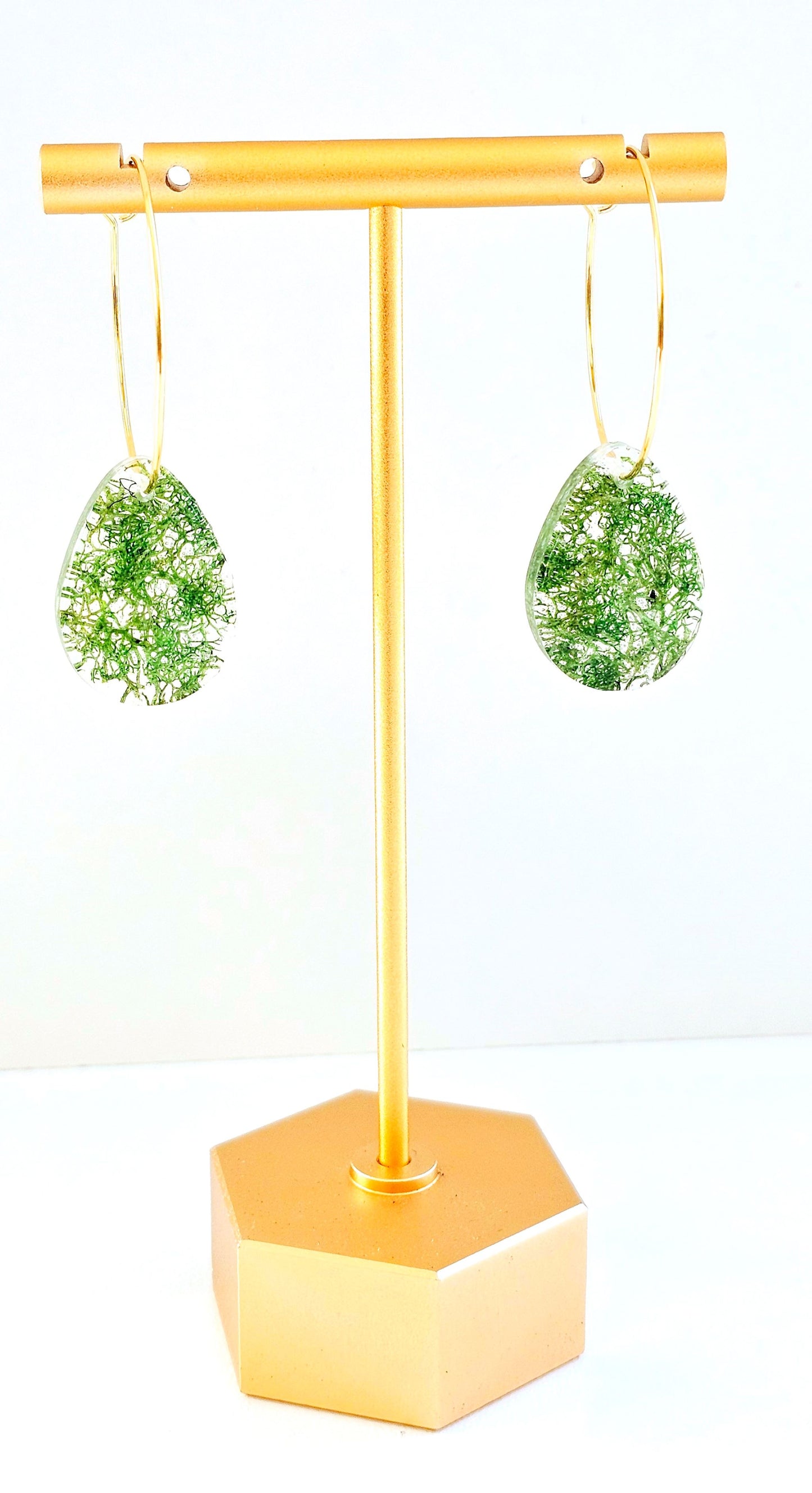 Teardrop Preserved Moss Earrings