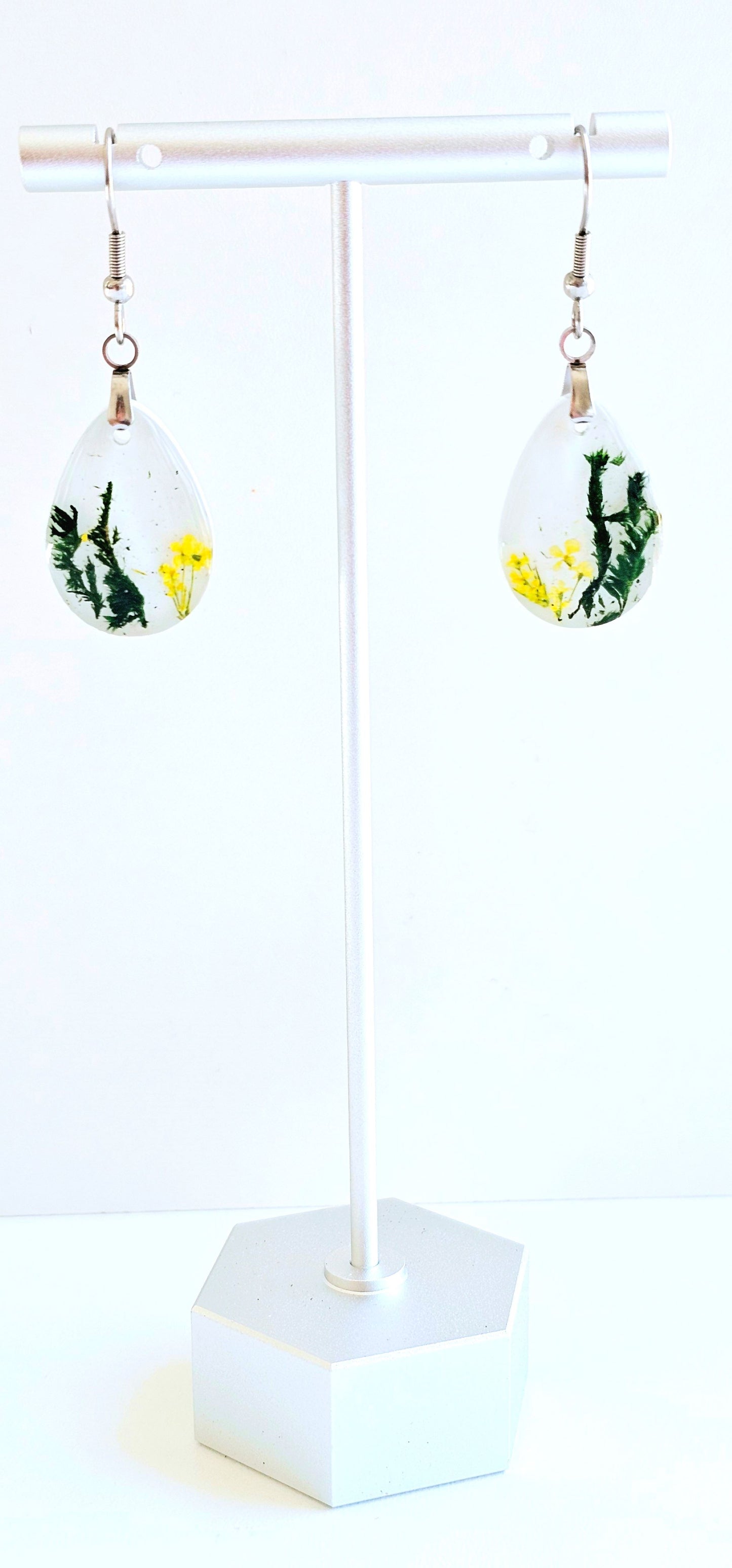 Teardrop Preserved Moss Earrings