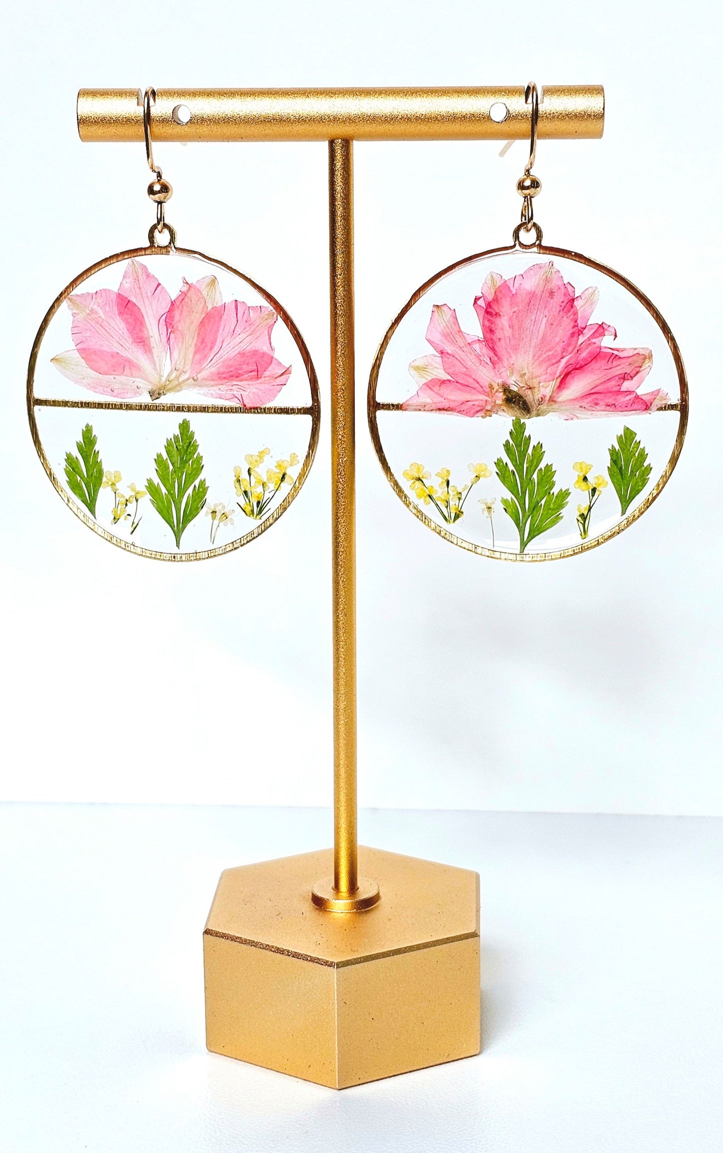 Larkspur, Ferns and Queen Anne's Lace Earrings