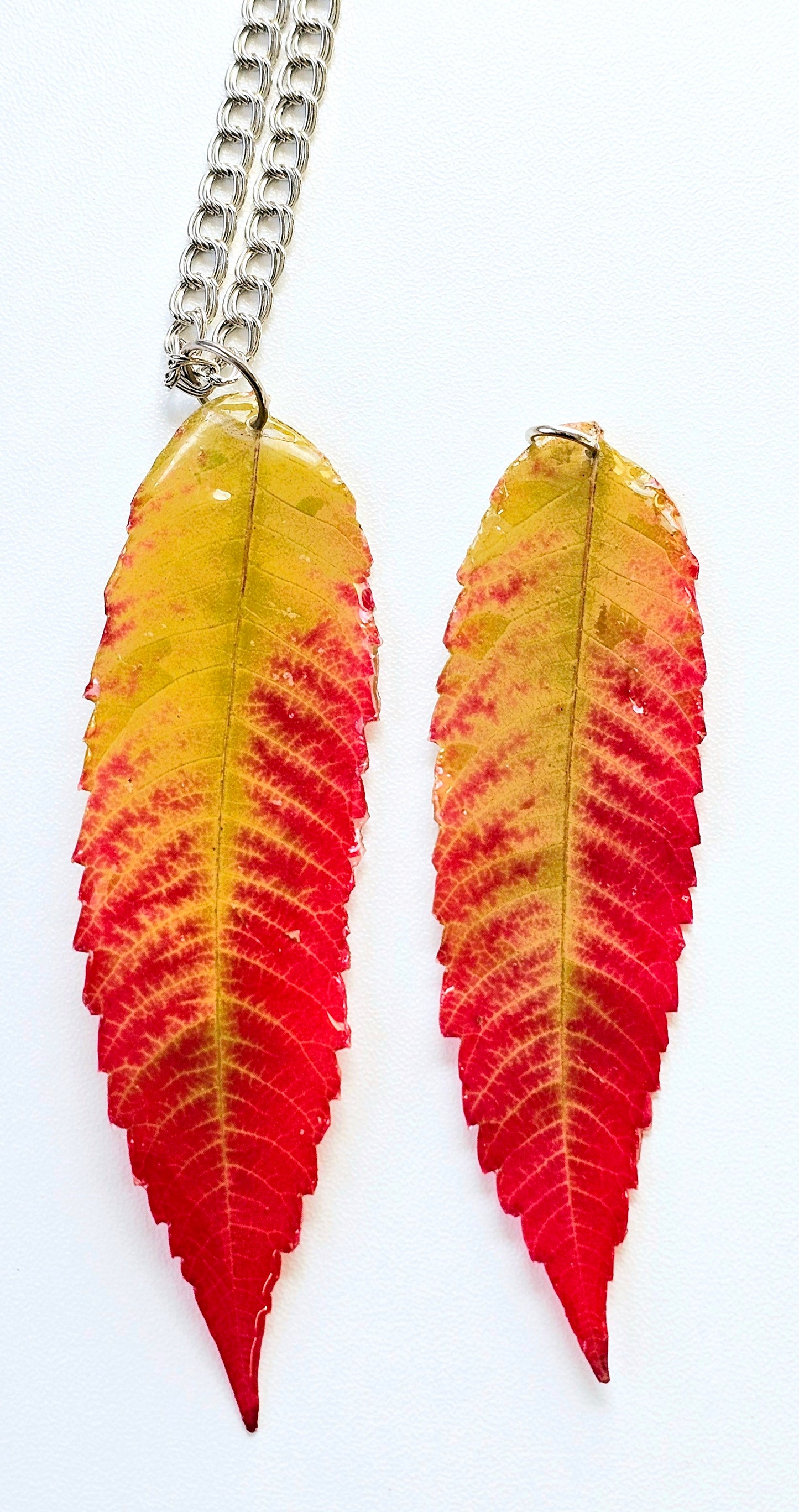 Necklace - Red and Green Fall Leaf