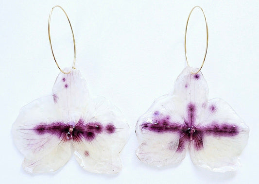 Purple and White Orchid Earrings