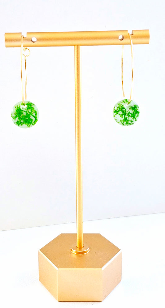 Small Circle Preserved Moss Earrings