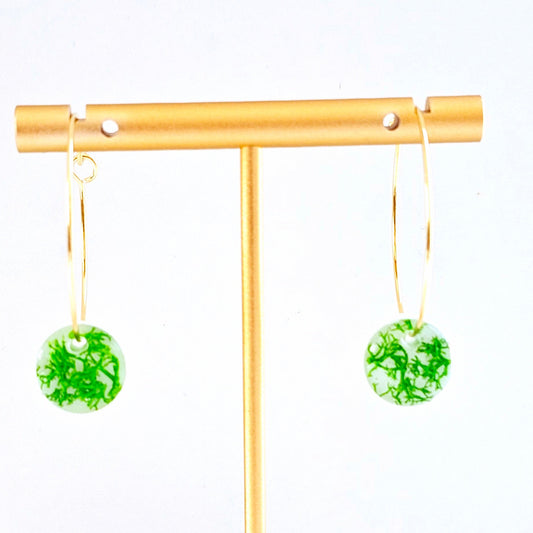 Small Circle Preserved Moss Earrings