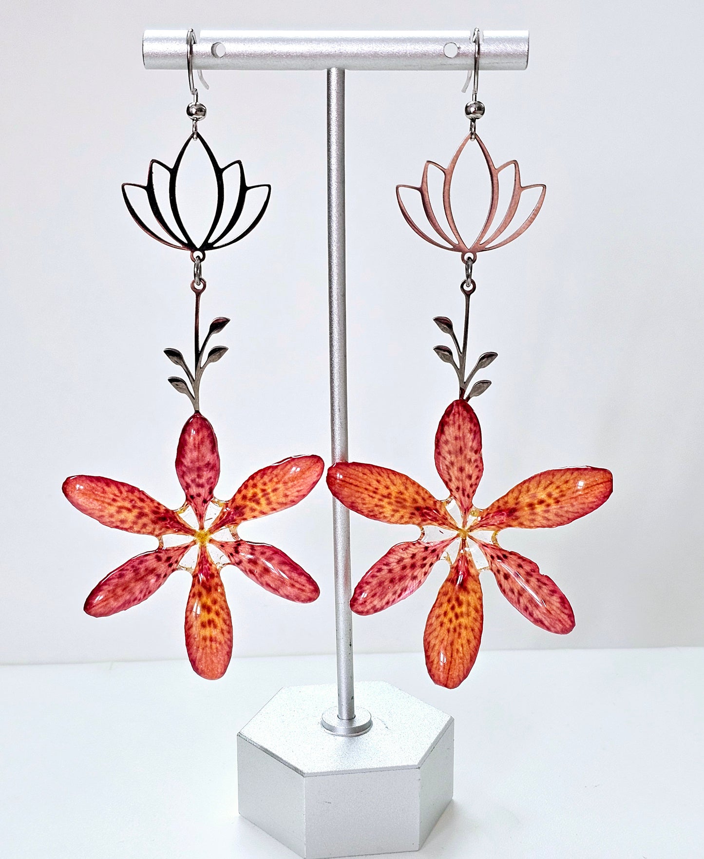 Tiger Lily Floral Drop Dangles