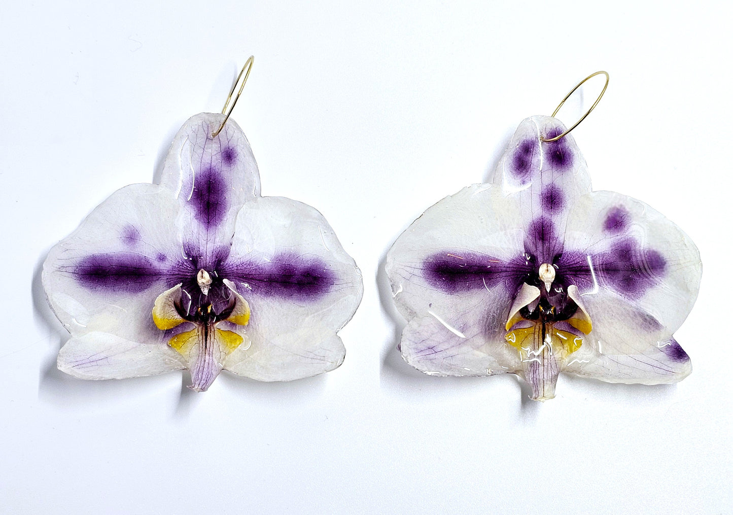 Purple and White Orchid Earrings