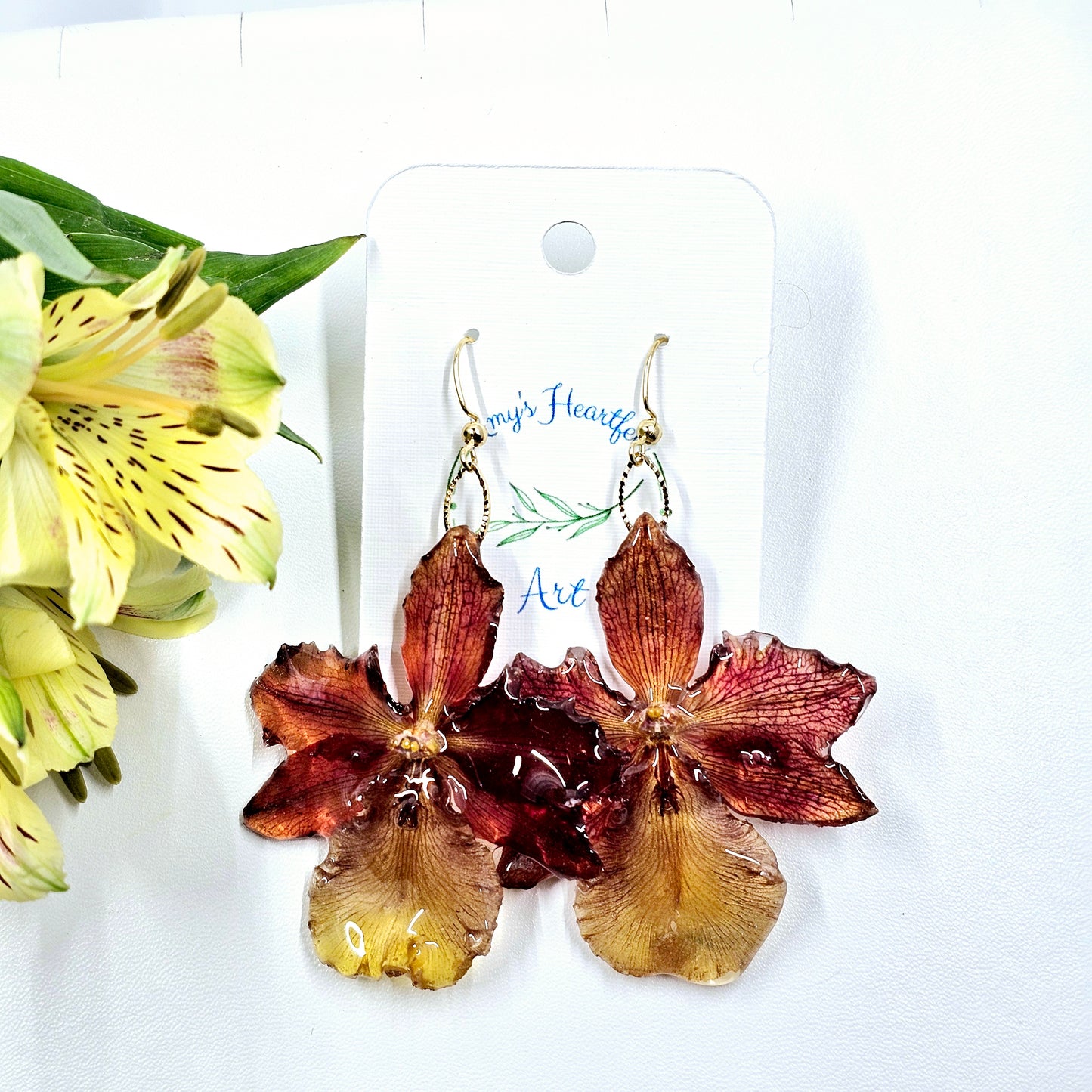 Red and Yellow Orchid Dangles
