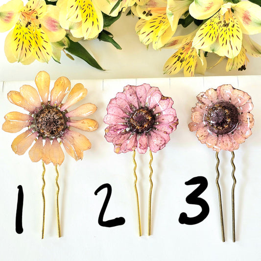 Pastel Zinnia Hair Pins
