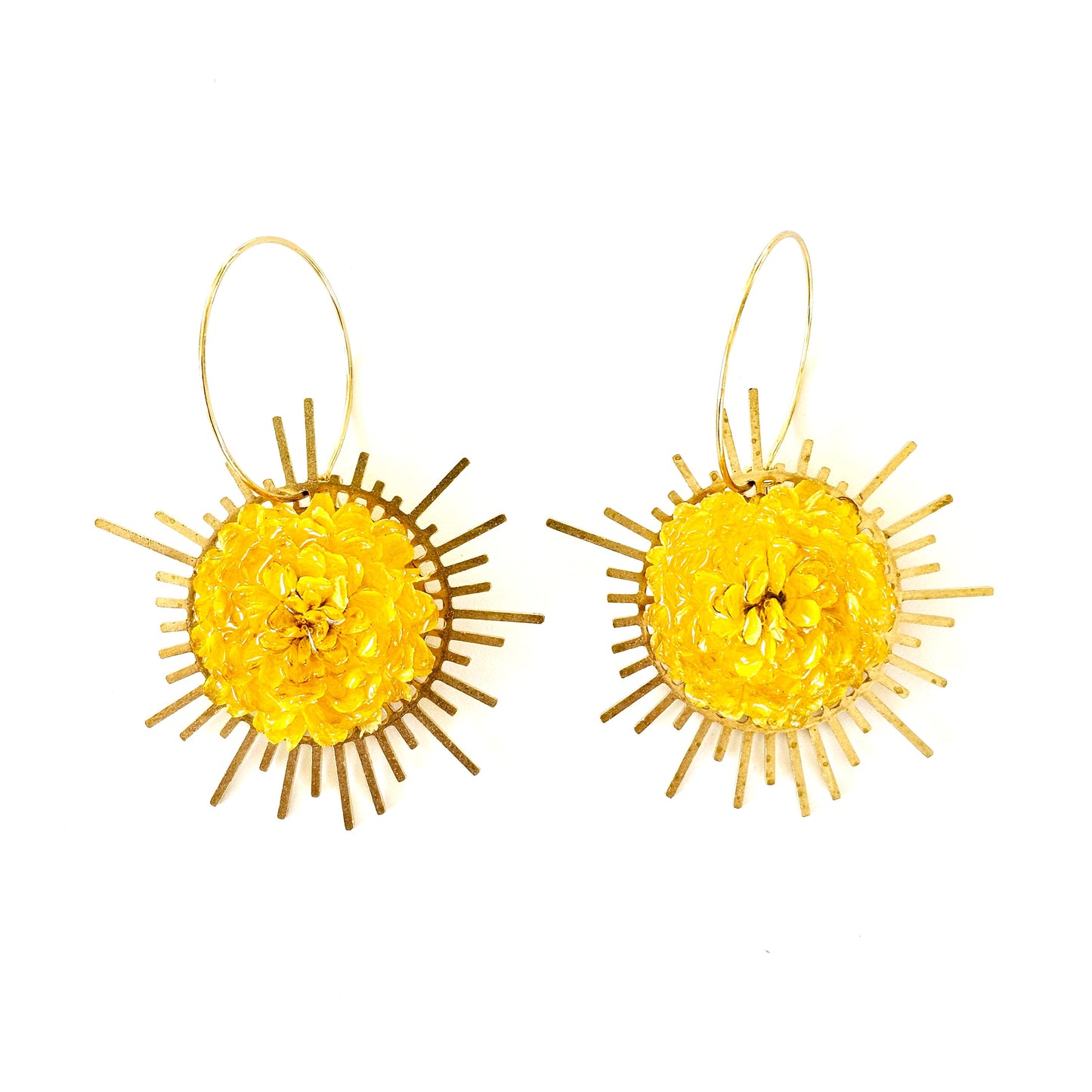 Golden Starburst Mum Earrings