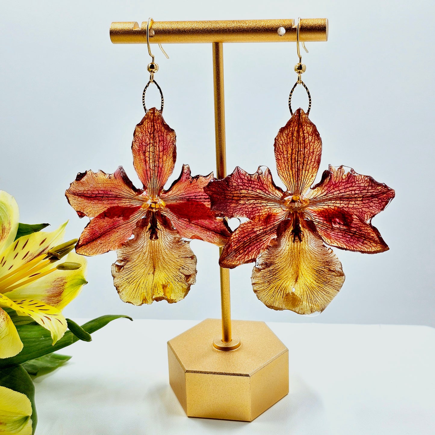 Red and Yellow Orchid Dangles